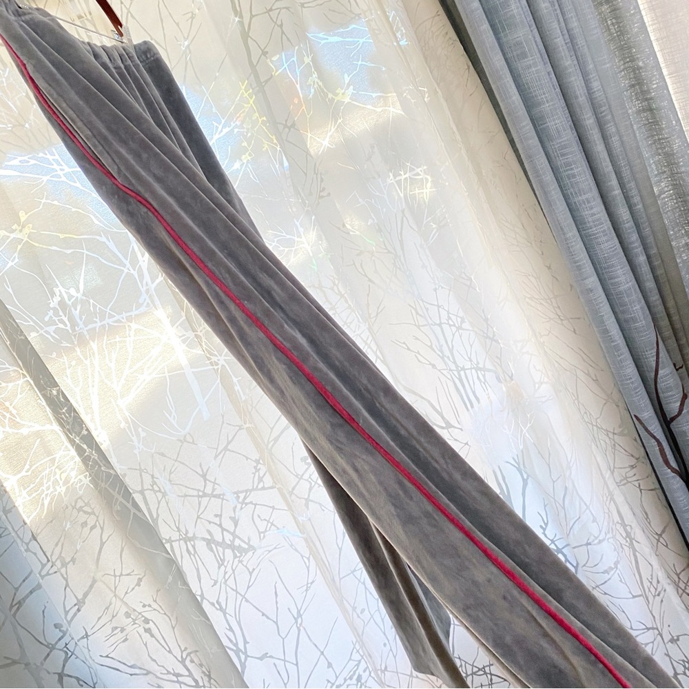 Vintage Christian Dior red stripe gray Valore velvet elastic waist track pants - Picture 4 of 12